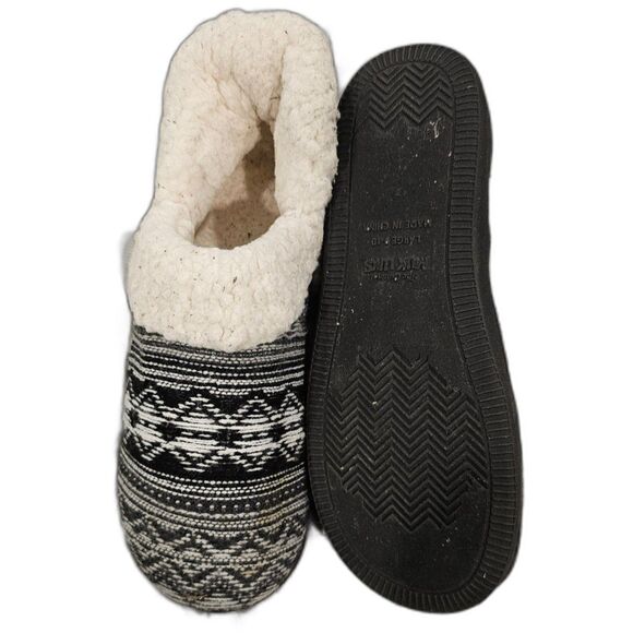 MUK LUKS Knit Memory Foam Fuzzy House Slippers Anti-Skid Rubber Sole Sz L (9-10) - Picture 1 of 3